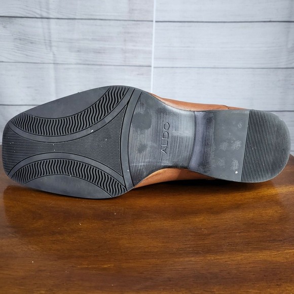 Aldo Mens Brown Leather Classic Casual Square Toe Slip On Loafer Size 9.5 - Picture 8 of 8